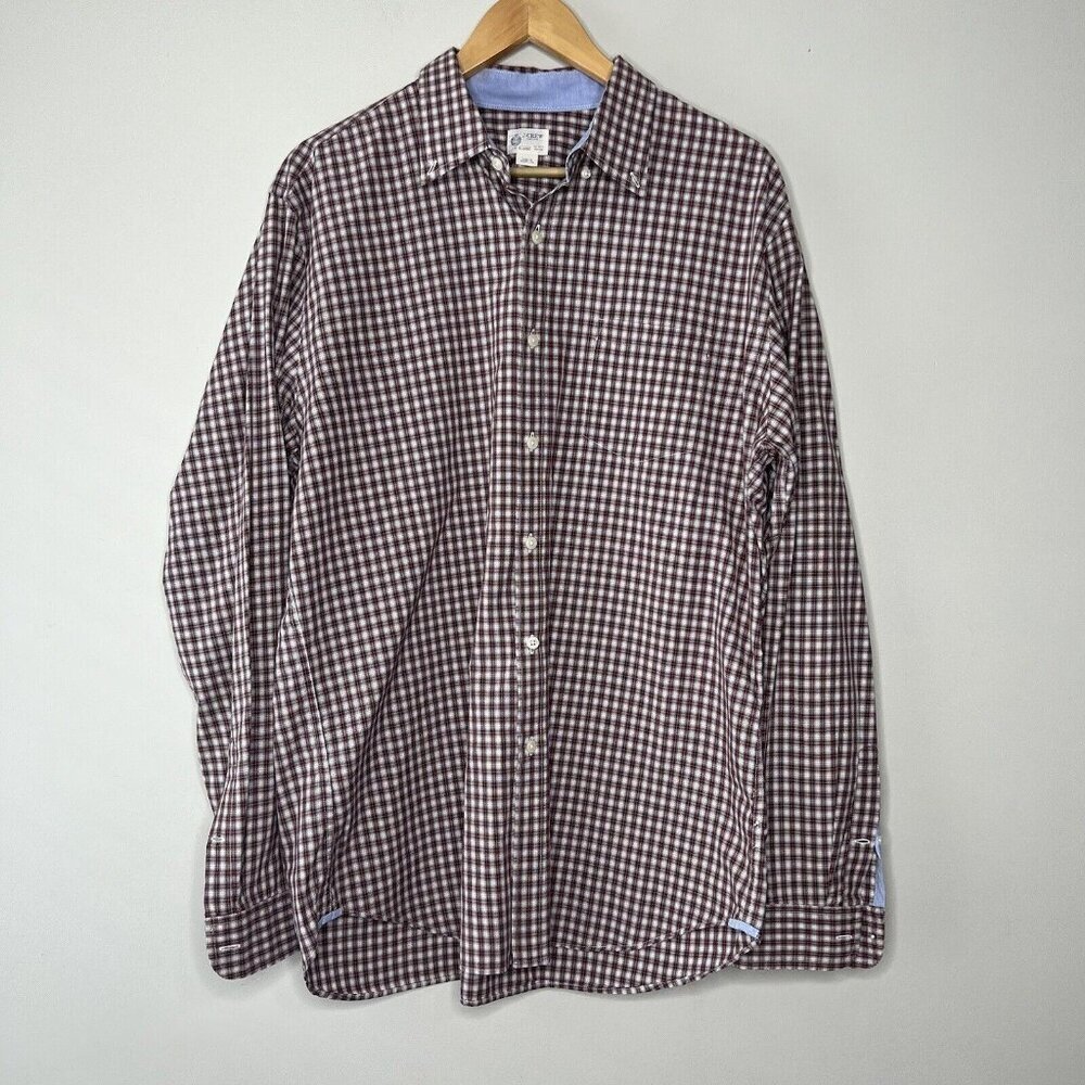 J Crew Shirtings Plaid Red Green White Sz XL
